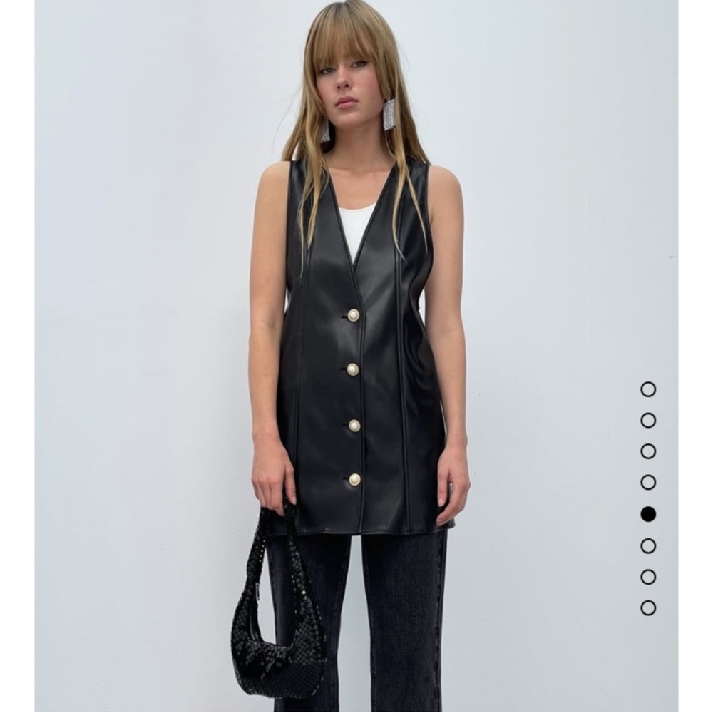 Zara Black Sleeveless Dress with Button Detail